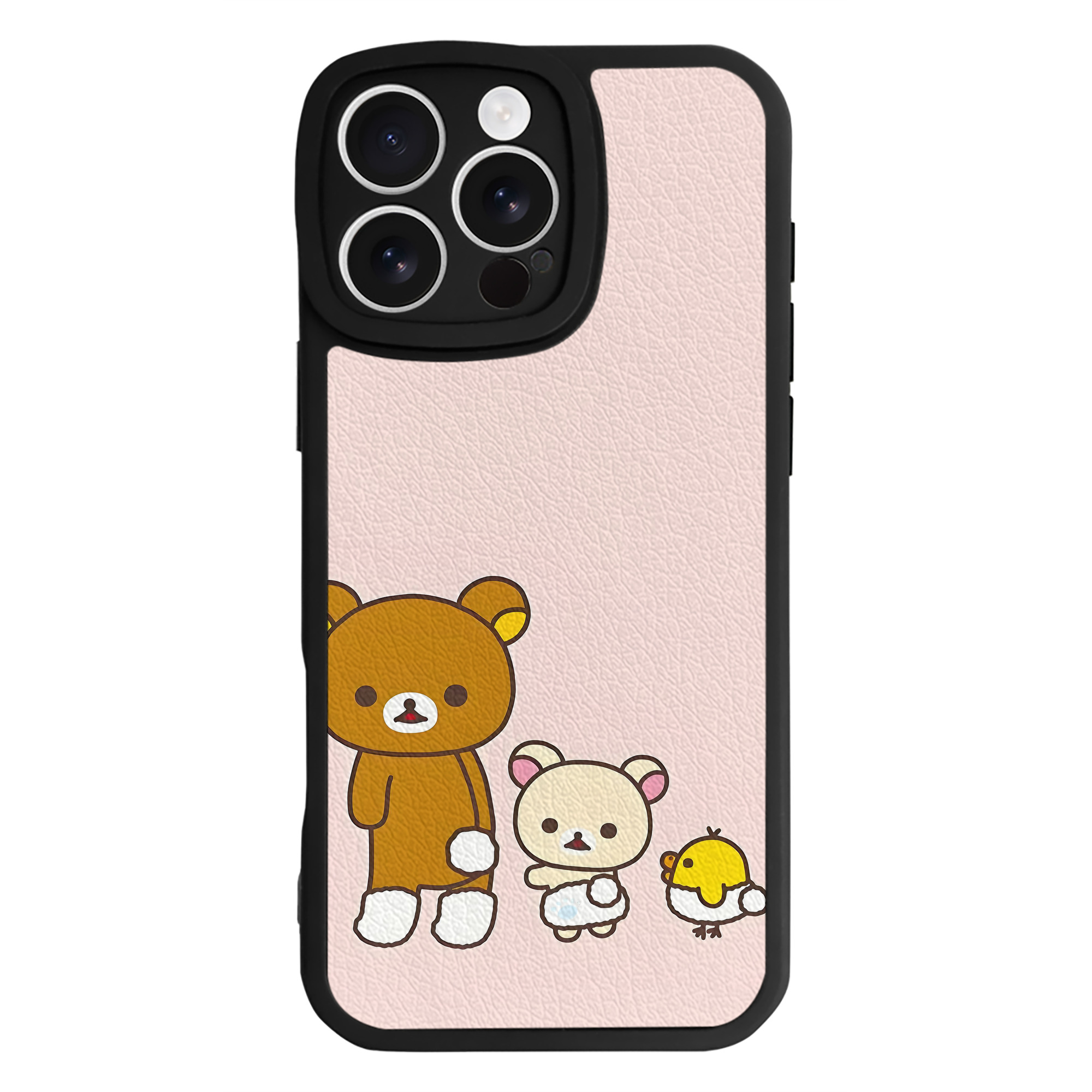 （画像用） リラックマ リラックマ キイロイトリ Rilakkuma Korilakkuma Kiiroitori 【iPhone 16シリーズ対応】シリコンスマホケース（レザー調） 材質：シリコン